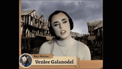 A Picture Of A Woman With The Name Venlee Galanodel On It GIF