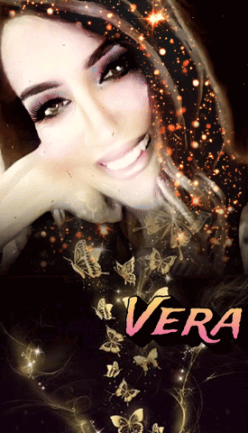 A Picture Of A Woman With The Name Vera Written On It GIF