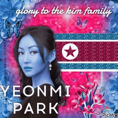 A Picture Of A Woman With The Name Yeonmi Park On The Bottom GIF