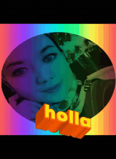 A Picture Of A Woman With The Word Holla In The Corner GIF