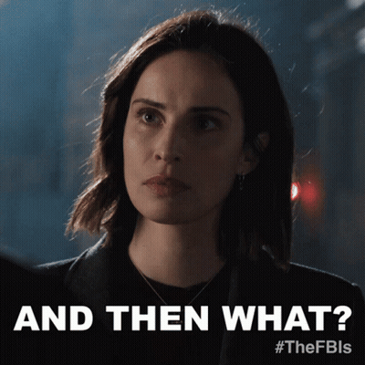 A Picture Of A Woman With The Words And Then What On It GIF