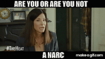 A Picture Of A Woman With The Words Are You Or Are You Not A Narco GIF
