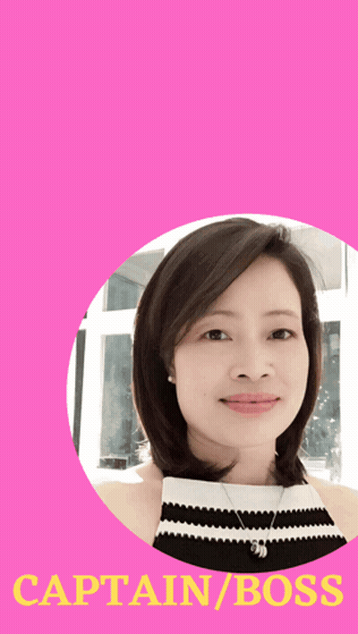 A Picture Of A Woman With The Words Captain / Boss Written Below Her GIF