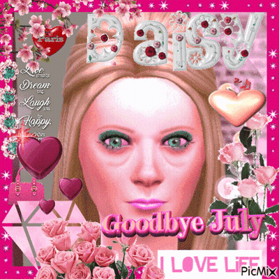 A Picture Of A Woman With The Words Goodbye July Written On It GIF