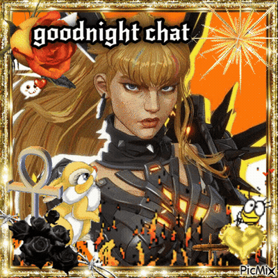 A Picture Of A Woman With The Words Goodnight Chat On The Bottom GIF