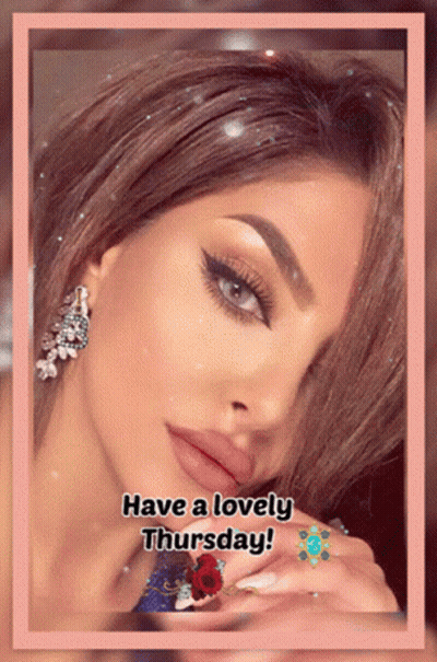 A Picture Of A Woman With The Words Have A Lovely Thursday Written On It GIF