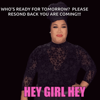 A Picture Of A Woman With The Words Hey Girl Hey Below Her GIF
