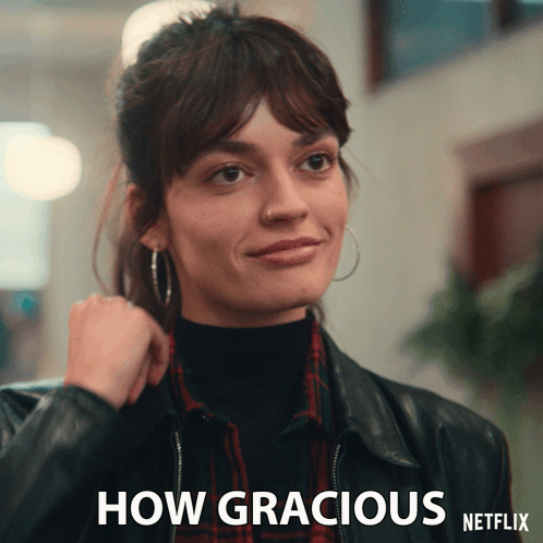 A Picture Of A Woman With The Words How Gracious Written On It GIF