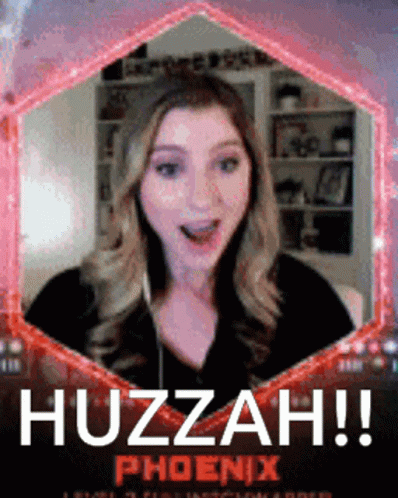 A Picture Of A Woman With The Words Huzzah Phoenix On The Bottom GIF