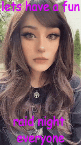 A Picture Of A Woman With The Words Let 'S Have A Fun Raid Night Everyone Written On It GIF