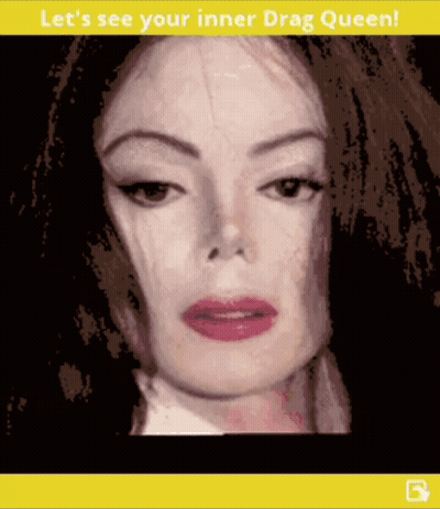 A Picture Of A Woman With The Words " Let 'S See Your Inner Drag Queen " On The Bottom GIF