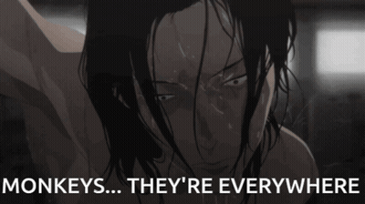 A Picture Of A Woman With The Words " Monkeys ... They 'Re Everywhere " On The Bottom GIF