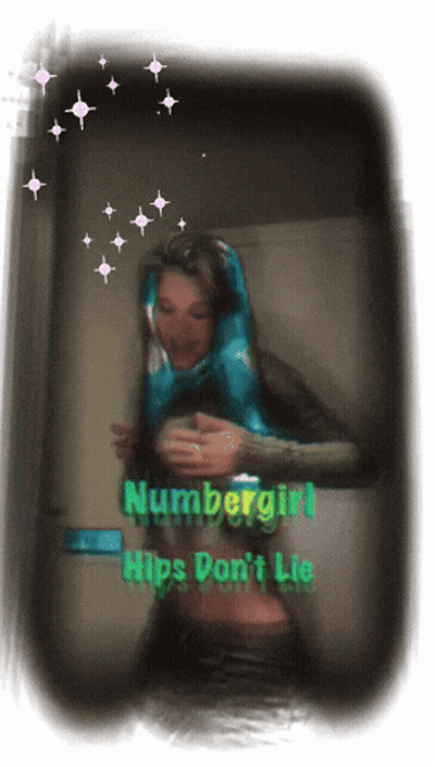 A Picture Of A Woman With The Words Numbergirl Hips Don 'T Lie On It GIF