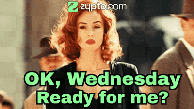 A Picture Of A Woman With The Words Ok Wednesday Ready For Me Below Her GIF