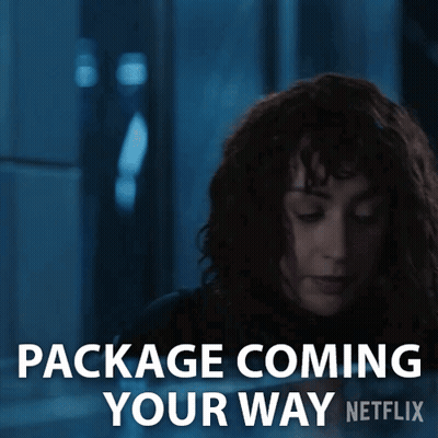 A Picture Of A Woman With The Words Package Coming Your Way Netflix GIF