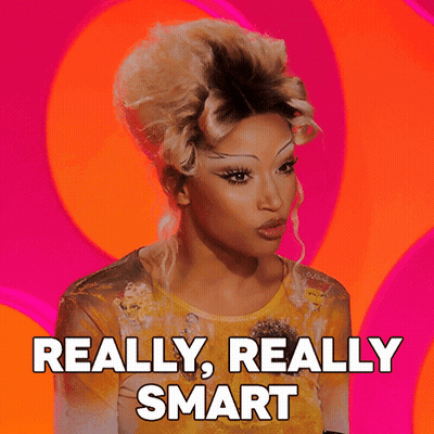 A Picture Of A Woman With The Words " Really Really Smart " GIF
