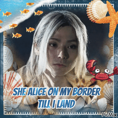 A Picture Of A Woman With The Words She Alice On My Border Till I Land On The Bottom GIF