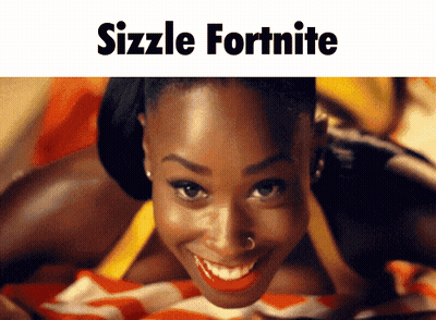 A Picture Of A Woman With The Words Sizzle Fortnite On It GIF