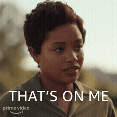 A Picture Of A Woman With The Words That 'S On Me On The Bottom GIF