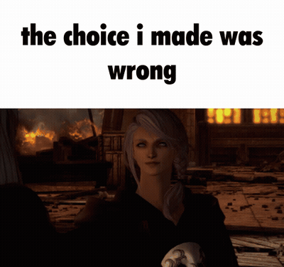 A Picture Of A Woman With The Words " The Choice I Made Was Wrong " Above Her GIF