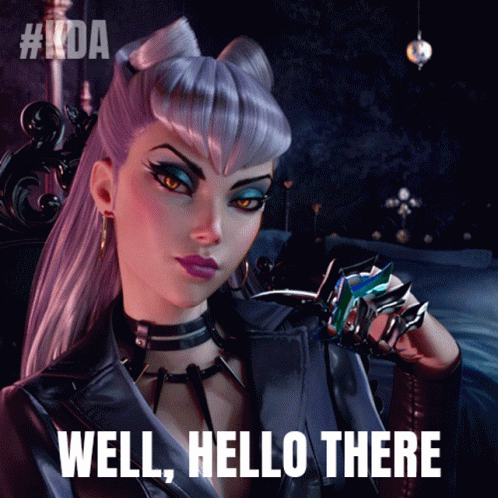 A Picture Of A Woman With The Words Well Hello There Written On It GIF