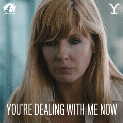 A Picture Of A Woman With The Words " You 'Re Dealing With Me Now " On It GIF