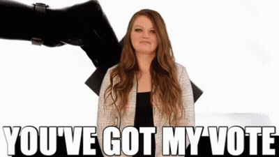 A Picture Of A Woman With The Words " You 'Ve Got My Vote " GIF