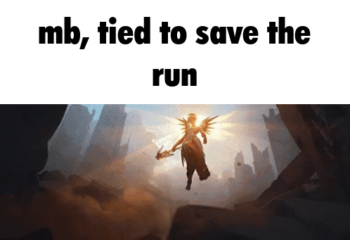 A Picture Of A Woman With Wings And The Words " Mb Tied To Save The Run " GIF