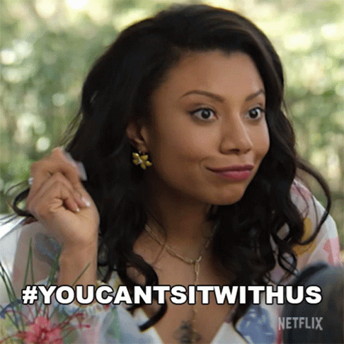 A Picture Of A Woman With #Youcantsitwithus Written On The Bottom GIF