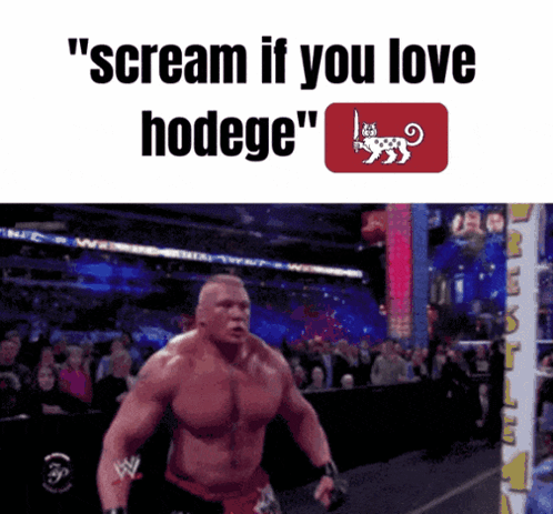A Picture Of A Wrestler With The Words " Scream If You Love Hodege " GIF