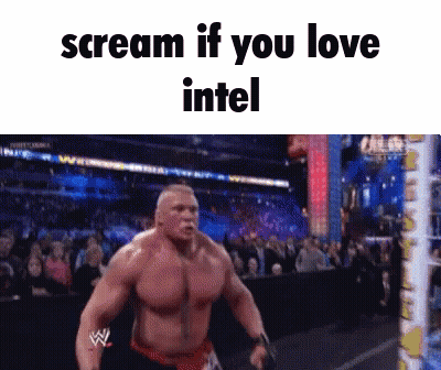 A Picture Of A Wrestler With The Words Scream If You Love Intel On The Bottom GIF