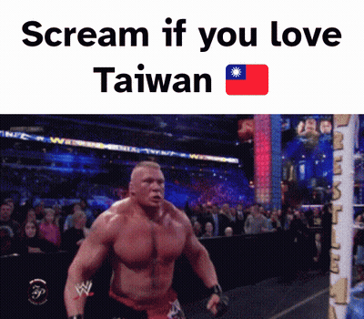 A Picture Of A Wrestler With The Words Scream If You Love Taiwan On The Bottom GIF