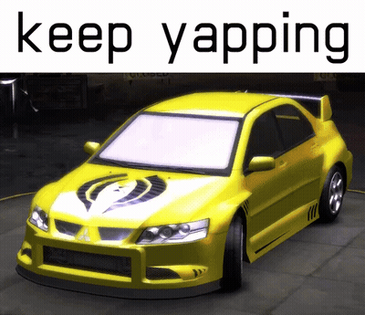 A Picture Of A Yellow Car With The Words Keep Yapping Below It GIF