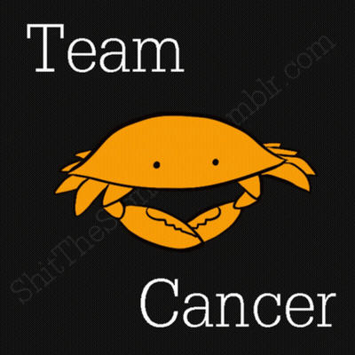 A Picture Of A Yellow Crab With The Words " Team Cancer " Below It GIF