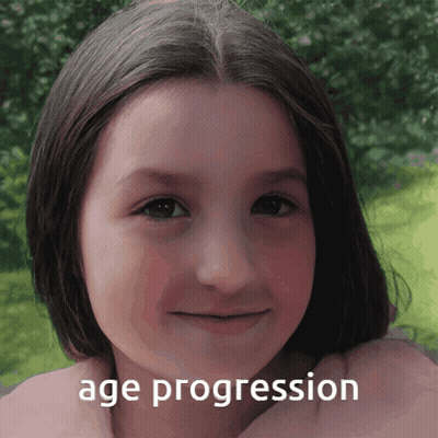 A Picture Of A Young Girl With The Words Age Progression Written Above Her GIF