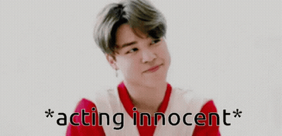 A Picture Of A Young Man With The Words * Acting Innocent * Written On It GIF