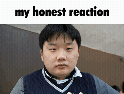 A Picture Of A Young Man With The Words My Honest Reaction Above Him GIF