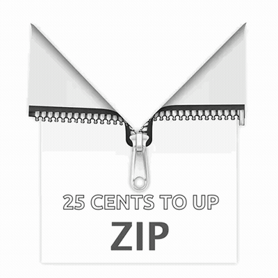 A Picture Of A Zipper With The Words 25 Cents To Up Zip On It GIF