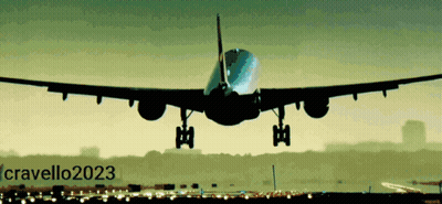 A Picture Of An Airplane Taking Off With The Year 2023 On It GIF