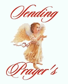 A Picture Of An Angel With The Words Sending Prayer 'S On It GIF