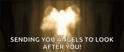 A Picture Of An Angel With The Words " Sending You Angels To Look After You " GIF