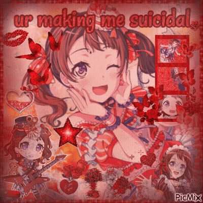 A Picture Of An Anime Girl With The Words Ur Making Me Suicidal GIF
