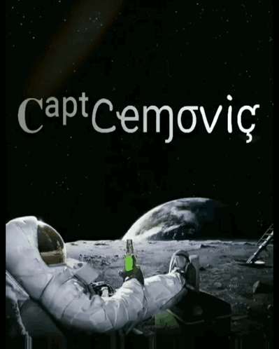 A Picture Of An Astronaut On The Moon With The Name Captcemovic On The Bottom GIF
