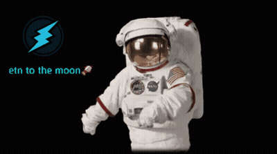 A Picture Of An Astronaut With The Words Etn To The Moon Below Him GIF