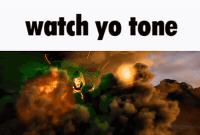 A Picture Of An Explosion With The Words Watch Yo Tone On The Bottom GIF