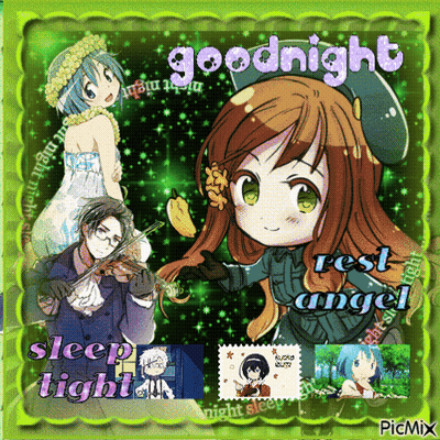 A Picture Of Anime Characters With The Words Goodnight Rest Angel Sleep Tight GIF