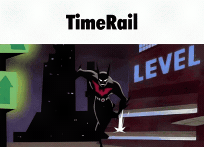 A Picture Of Batman Beyond With The Words Timerail Above Him GIF