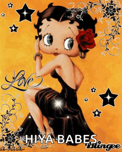 A Picture Of Betty Boop With The Words " Hiya Babes " On The Bottom GIF