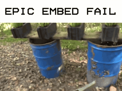 A Picture Of Blue Barrels With The Words Epic Embed Fail Below It GIF