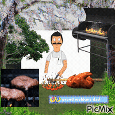 A Picture Of Bob 'S Burgers Being Cooked With A Proud Webkinz Dad Watermark GIF